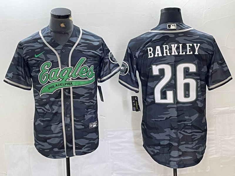 Men Philadelphia Eagles 26 Barkley Camo 2024 Nike Co branded NFL Jersey style 2